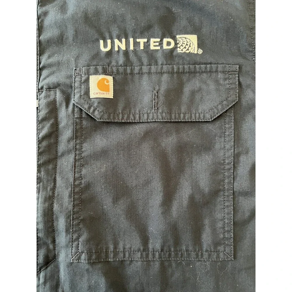 Carhartt United Aircraft Maintenance Work Navy Blue Shirt Relaxed Fit Size Large - Picture 5 of 9